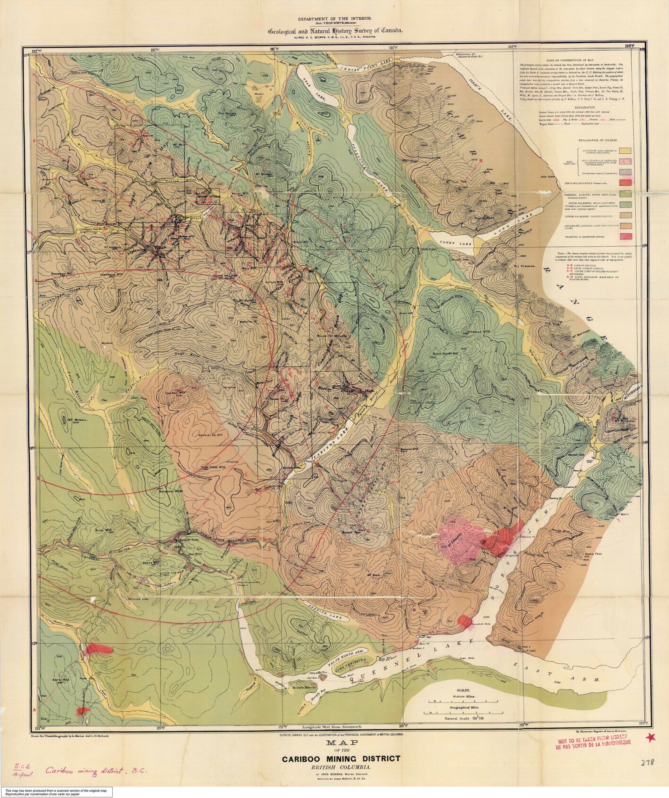 Map of the Cariboo Mining District to illustrate the report of Amos Bowman