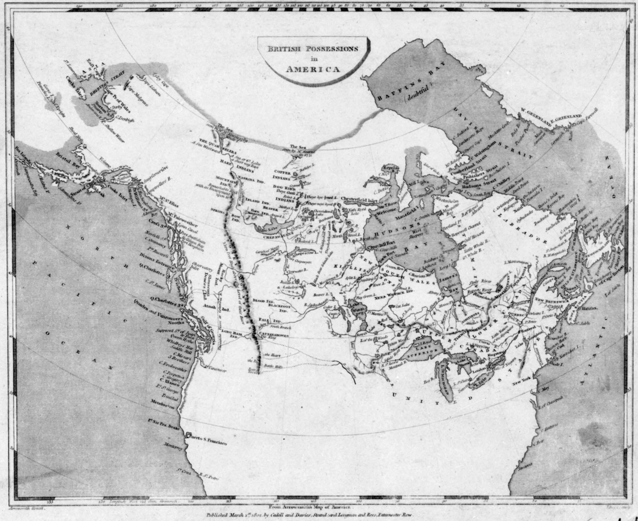British possessions in America. Aaron Arrowsmith, 1795 Library and Archives Canada
