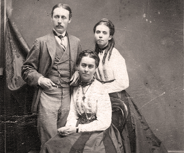 Edward Worrell Jarvis at age 22 in 1868 in Charlottetown with his cousins Margaret Pennefather Stukeley Gray and Florence Hope Gibson Gray