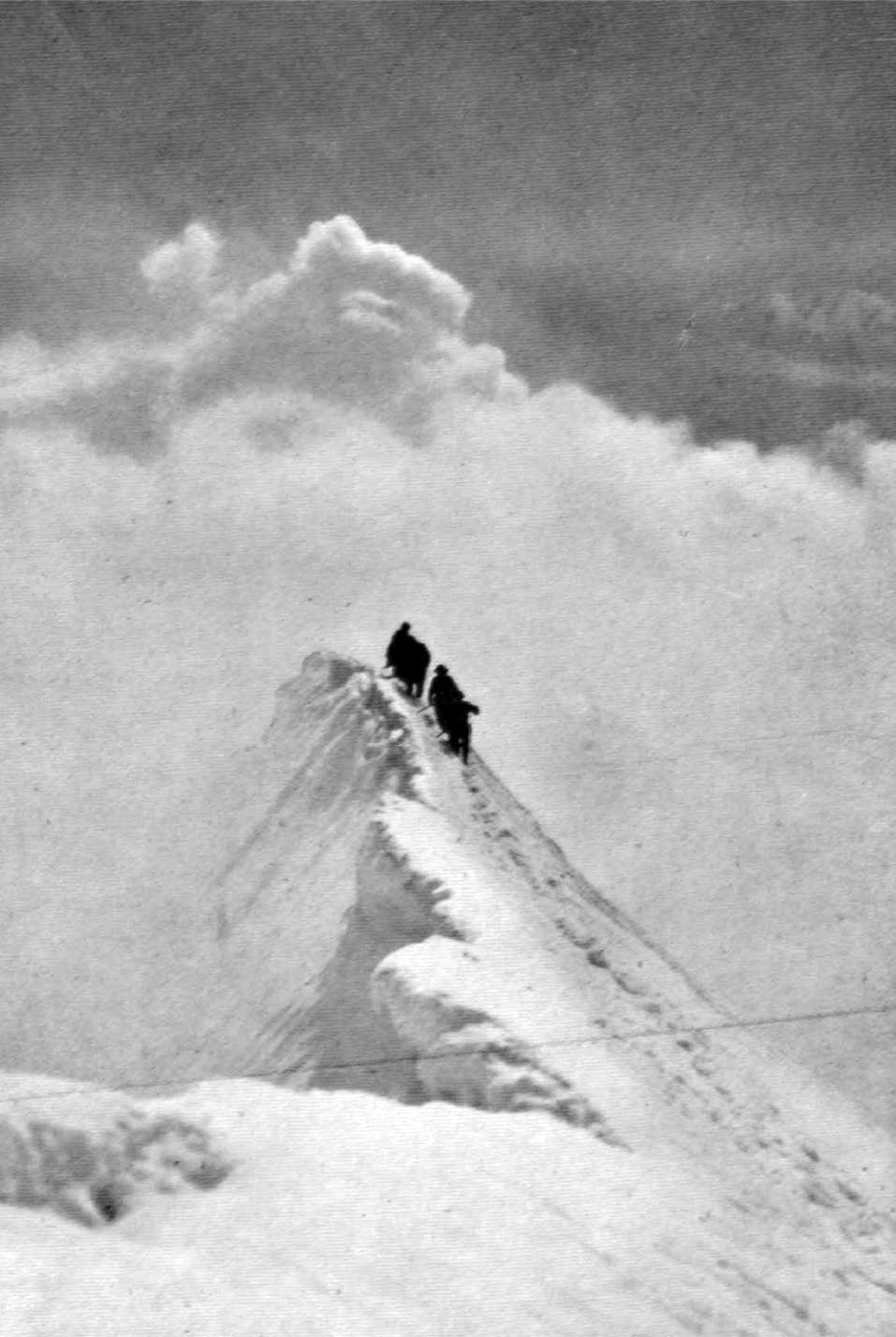Summit of Mt. Resplendent. The Ice Horn
Photo: Byron Harmon, 1913