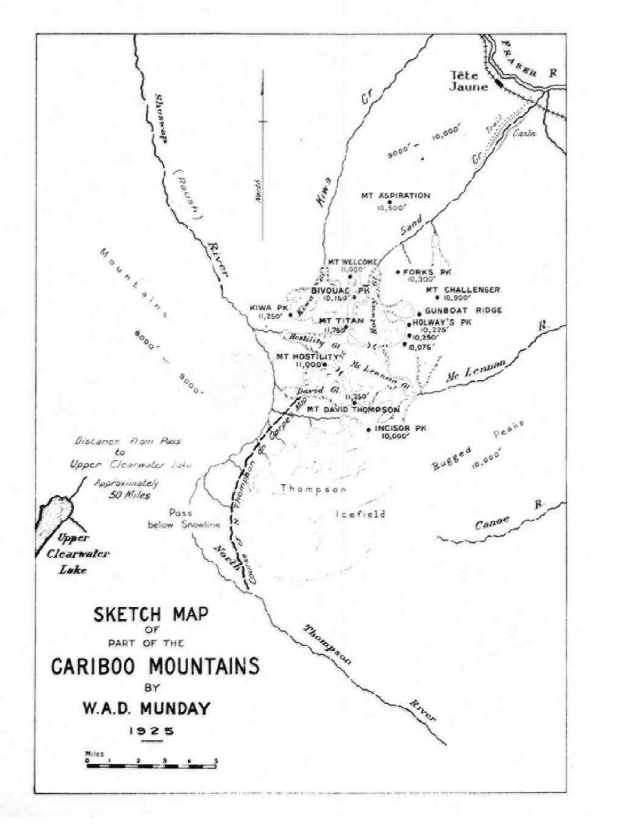 Sketch map of part of the Cariboo Mountains
W.A.D. Munday