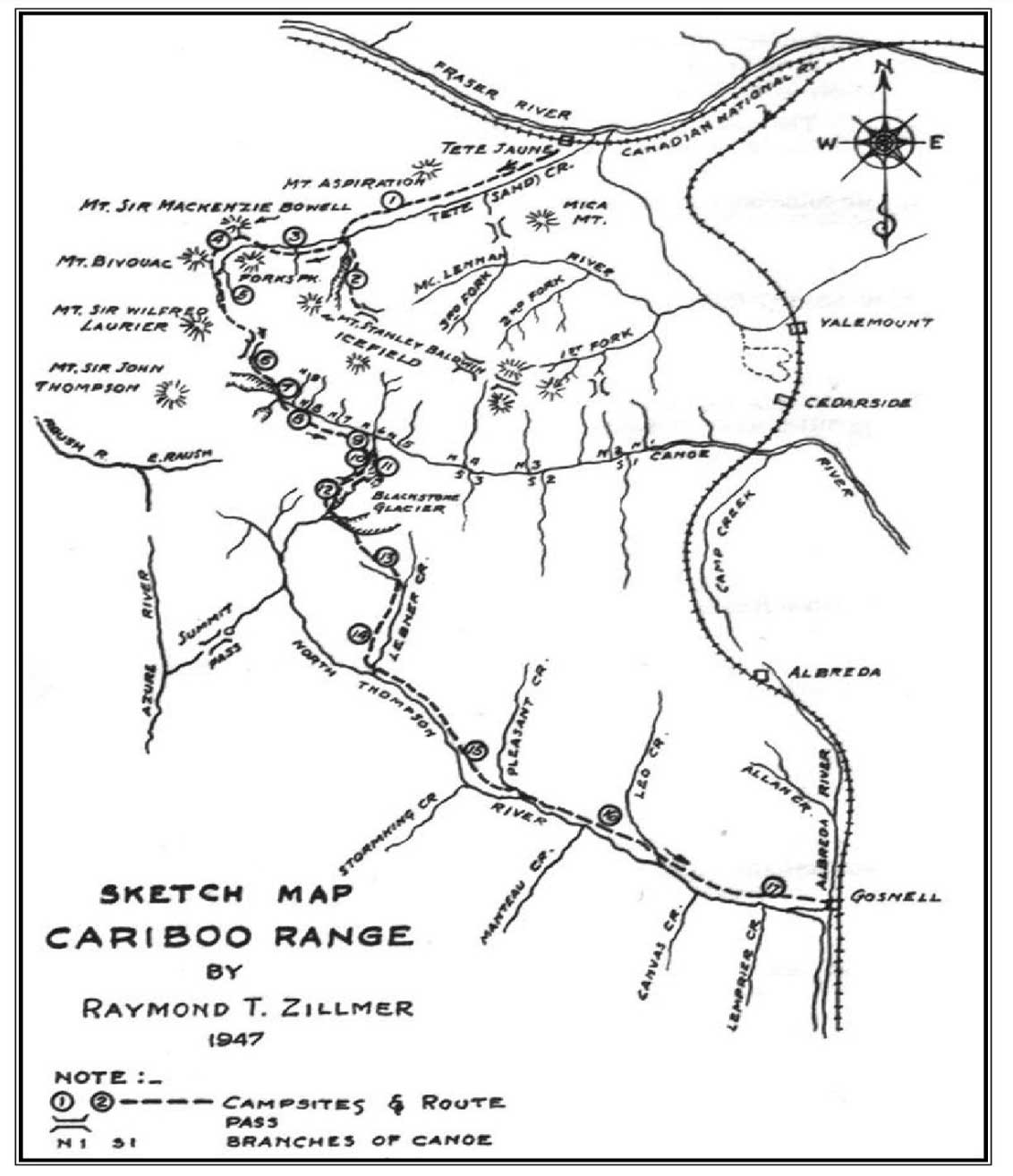 Sketch map Cariboo Range
Raymond T. Zillmer, 1947