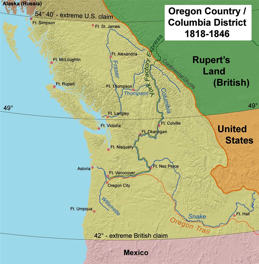 Oregon Country / Columbia District, 1818–1846