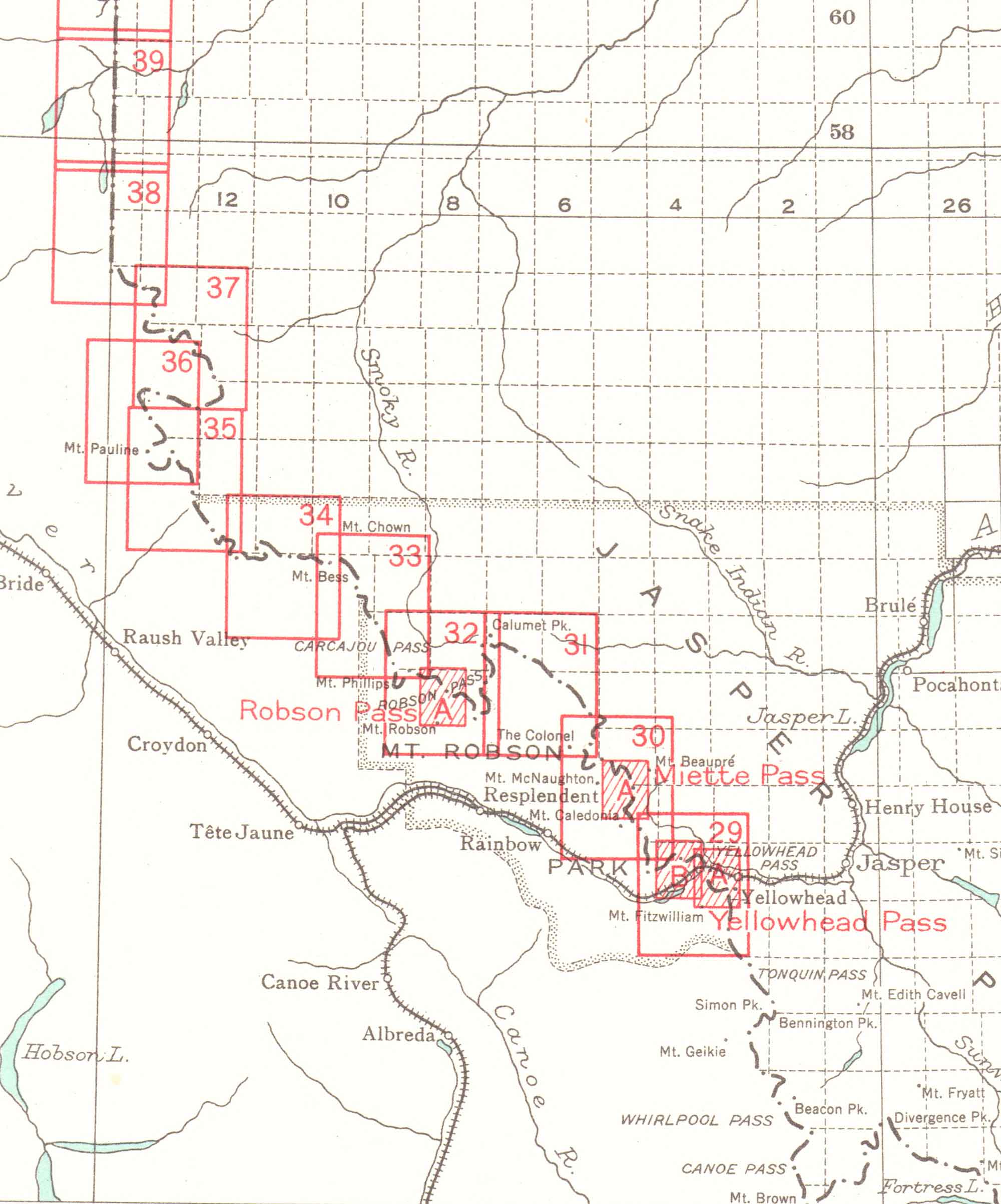 Index sheet 3 (detail). Boundary between Alberta and British Columbia. Office of the Surveyor-General, 1924