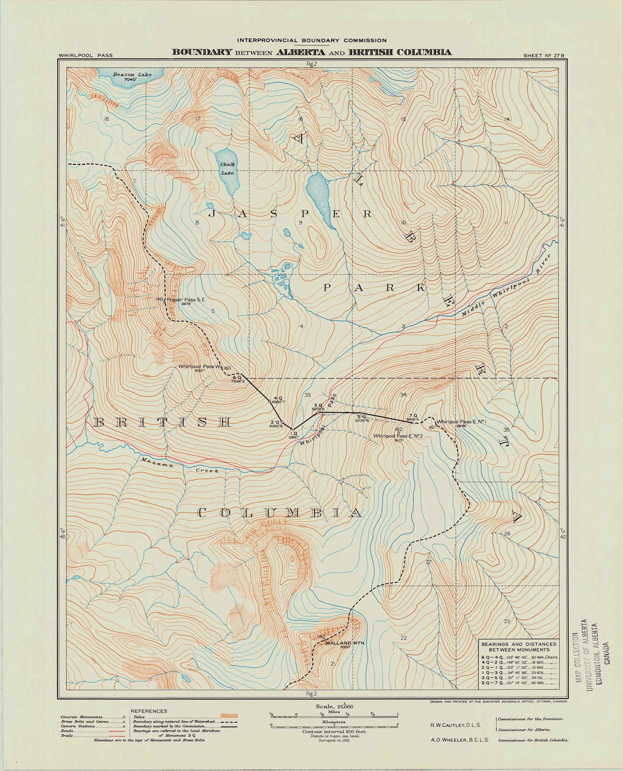 Boundary between Alberta and British Columbia. Office of the Surveyor-General, 1924