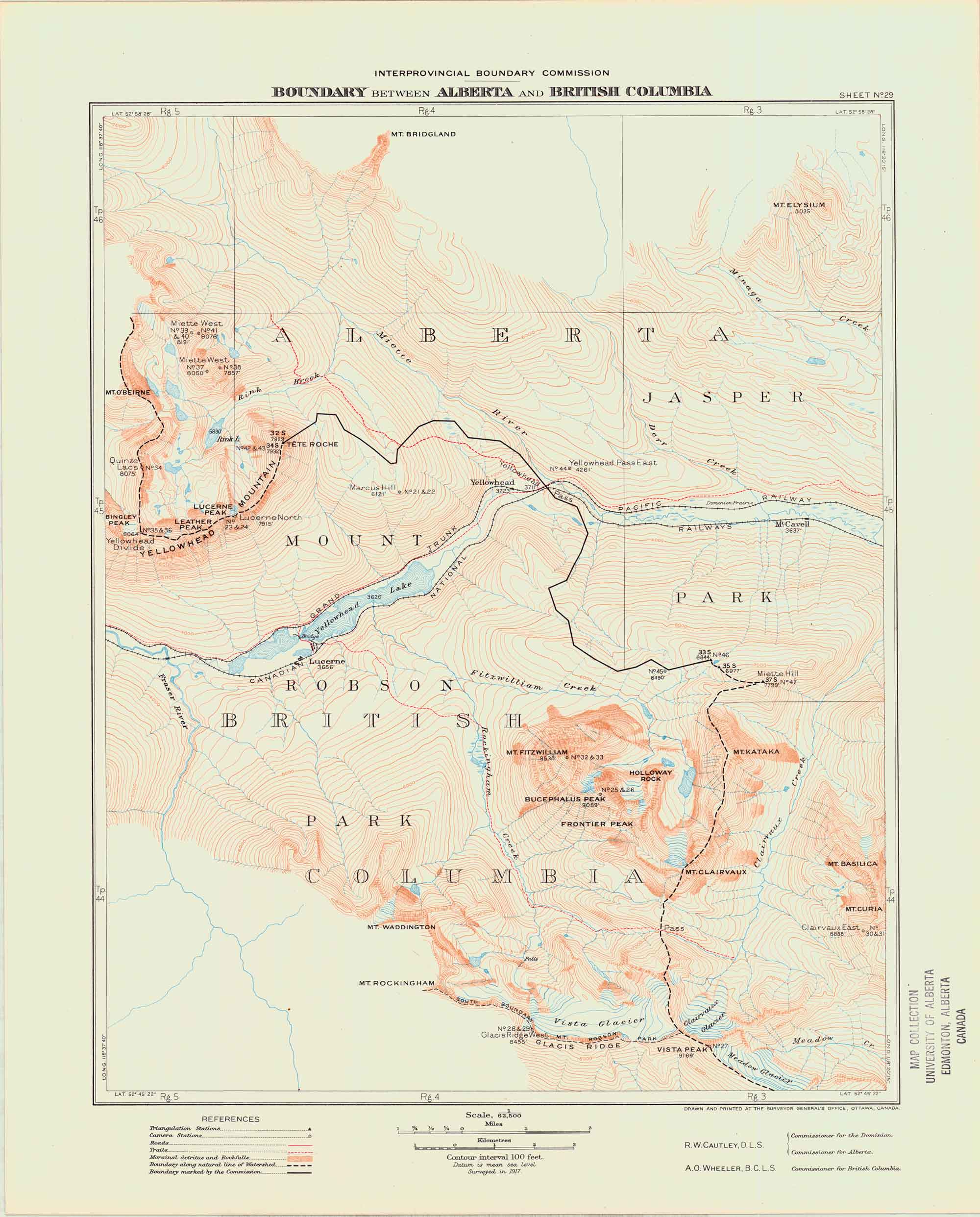 Boundary between Alberta and British Columbia. Office of the Surveyor-General, 1924