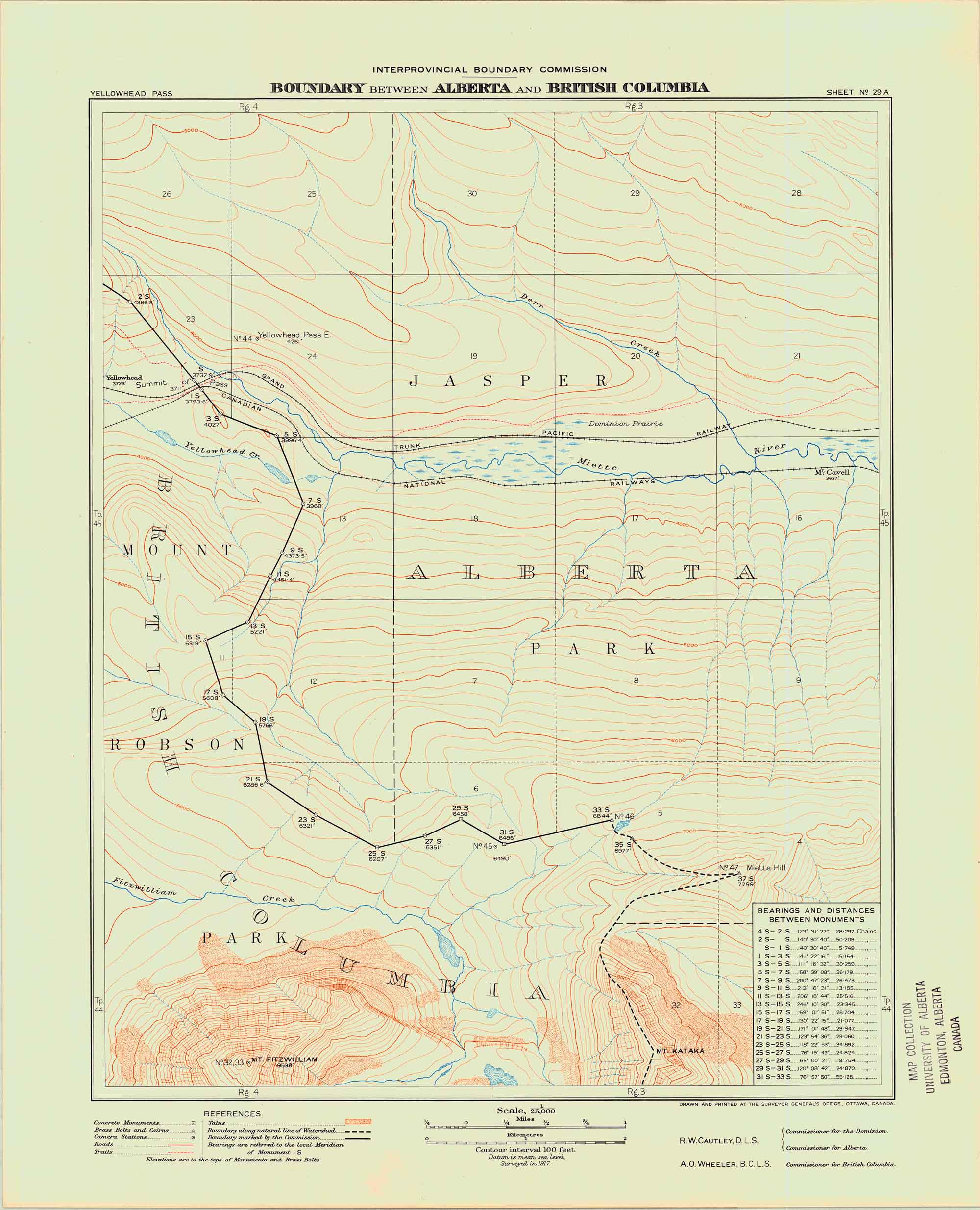 Boundary between Alberta and British Columbia. Office of the Surveyor-General, 1924