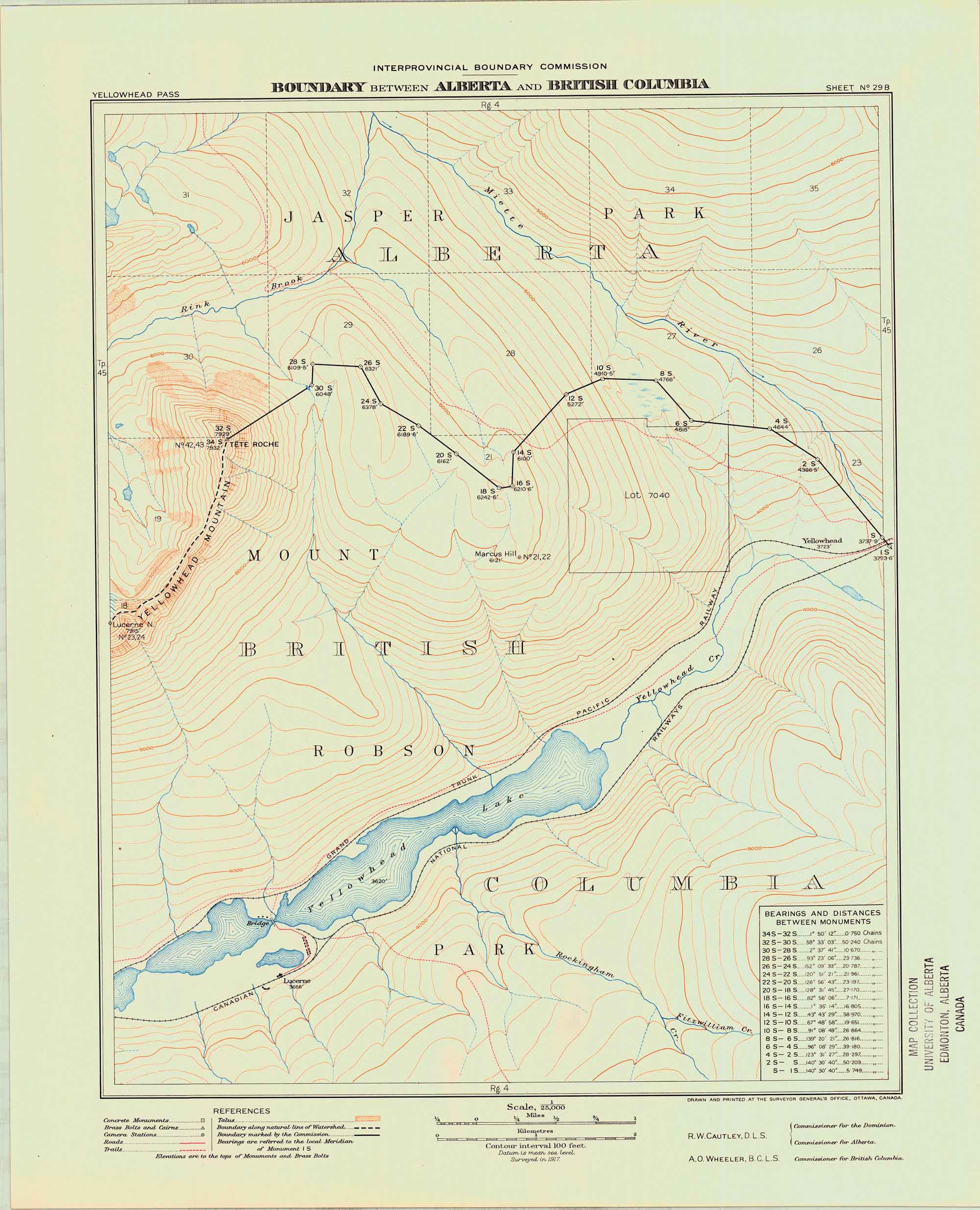 Boundary between Alberta and British Columbia. Office of the Surveyor-General, 1924