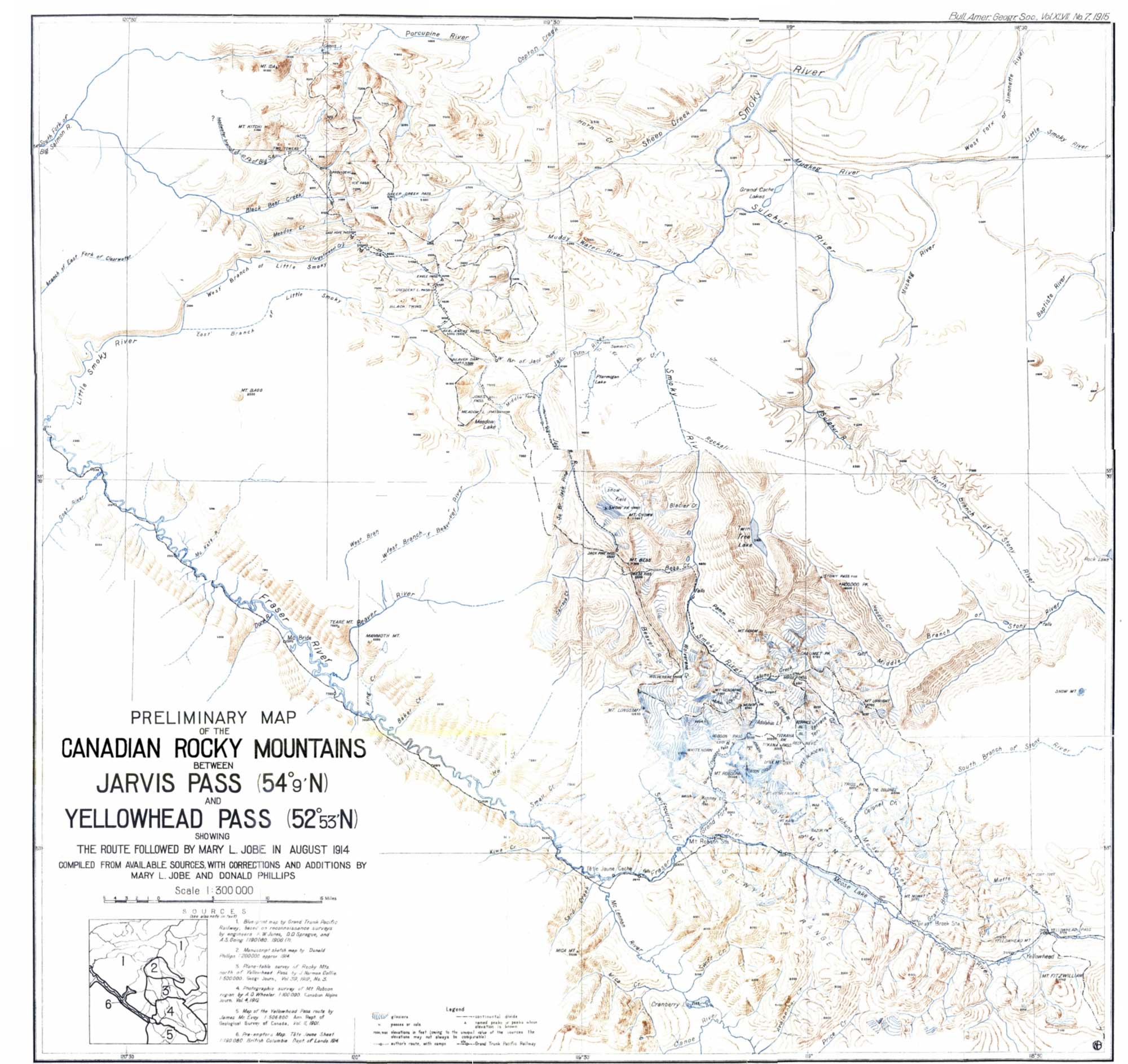 Preliminary Map of the Canadian Rocky Mountains between Jarvis Pass and Yellowhead Pass