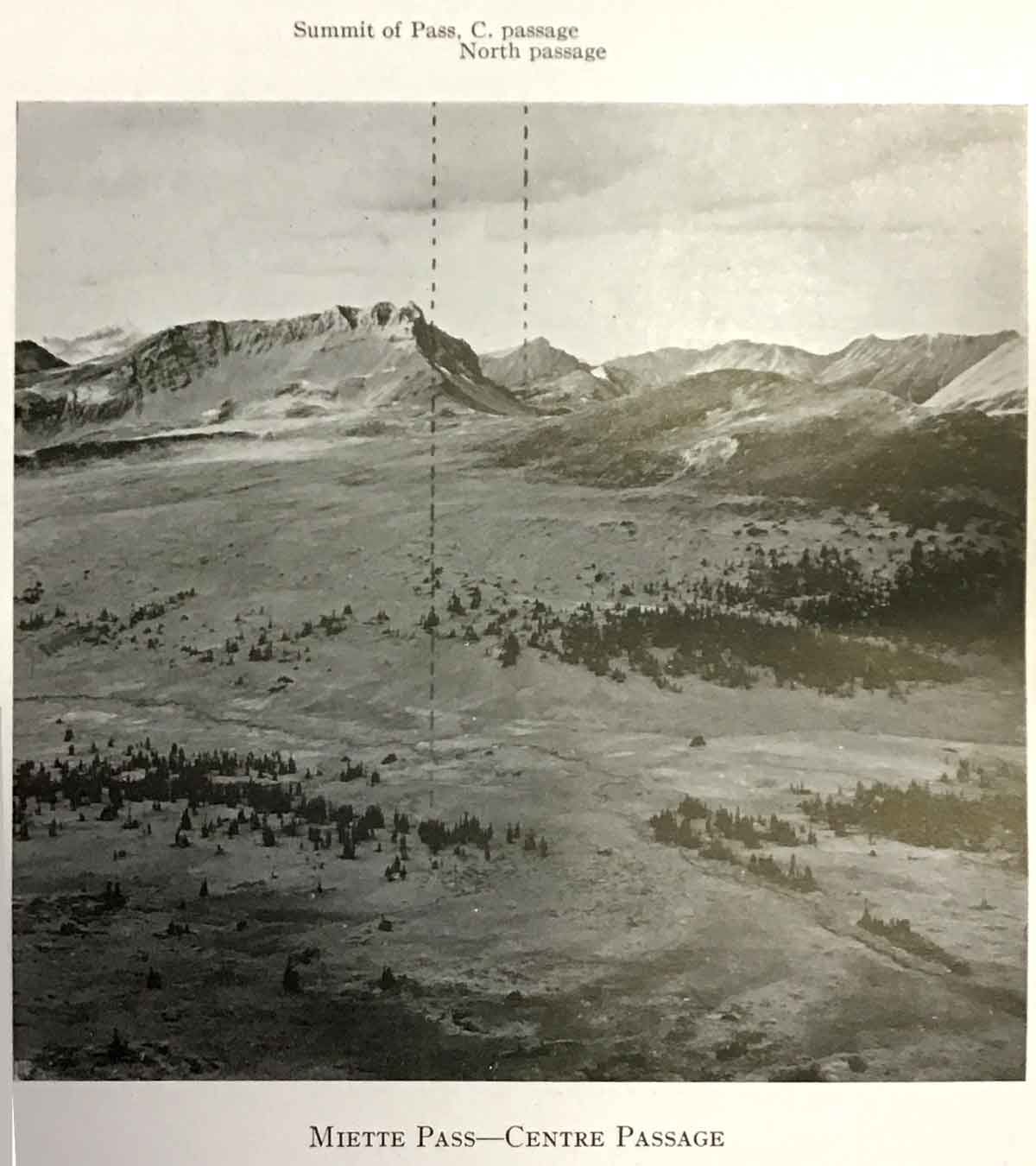 Miette Pass — Centre Passage.
Report of the Commission Appointed to Delimit the Boundary between the Provinces of Alberta and British Columbia, III. 1925