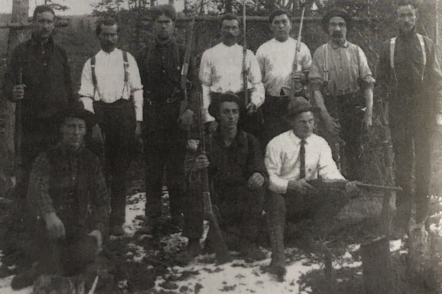 Hunters for the Grand Trunk Pacific Railway at Dome Creek, 1913.