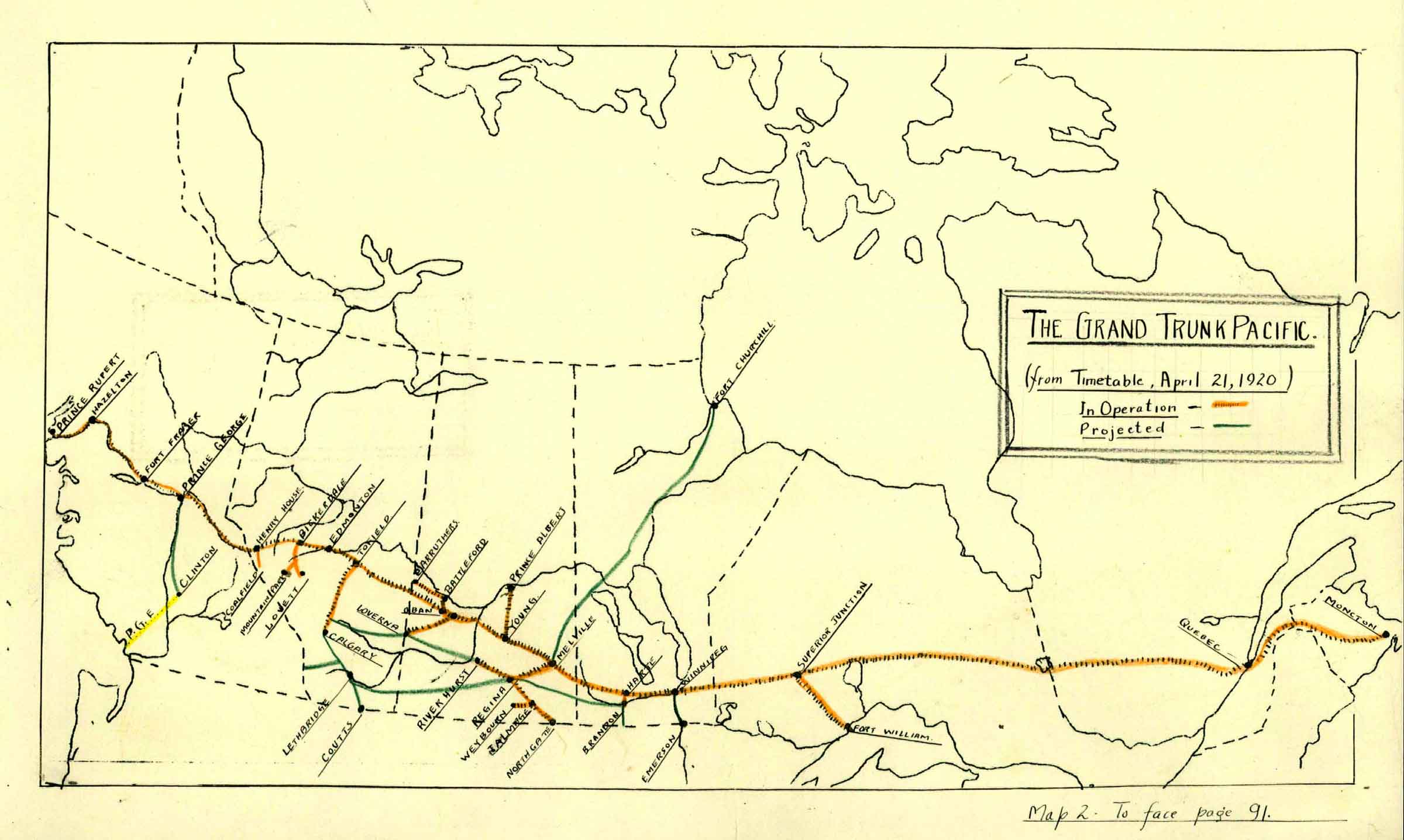 Lower, Joseph Arthur. The Grand Trunk Pacific Railway, projected and operational routes, 1920