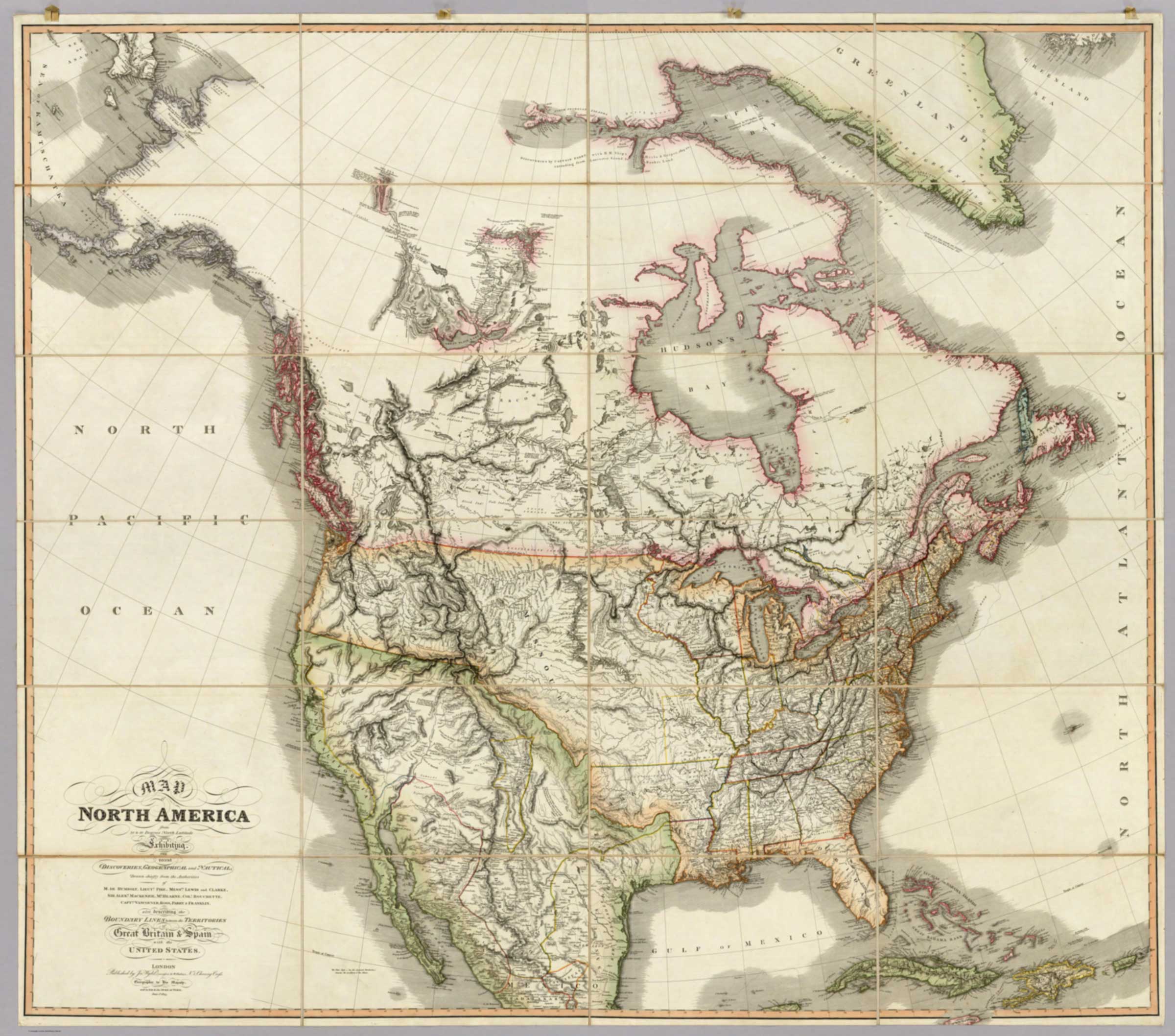 Map of North America from 20 to 80 Degrees North Latitude James Wyld, 1823